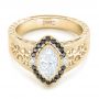 14k Yellow Gold 14k Yellow Gold Custom Black Diamond Halo Engagement Ring - Flat View -  102435 - Thumbnail