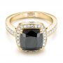 18k Yellow Gold 18k Yellow Gold Custom Black Diamond Halo Engagement Ring - Flat View -  102814 - Thumbnail