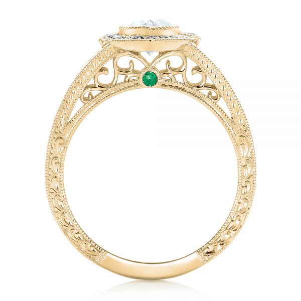 14k Yellow Gold 14k Yellow Gold Custom Black Diamond Halo Engagement Ring - Front View - 102435