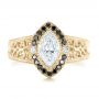 18k Yellow Gold 18k Yellow Gold Custom Black Diamond Halo Engagement Ring - Top View -  102435 - Thumbnail