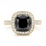 18k Yellow Gold 18k Yellow Gold Custom Black Diamond Halo Engagement Ring - Top View -  102814 - Thumbnail