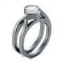 18k White Gold Custom Black Rhodium Interlocking Solitaire Diamond Engagement Ring