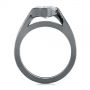 14k White Gold Custom Black Rhodium Interlocking Solitaire Diamond Engagement Ring - Front View -  104029 - Thumbnail