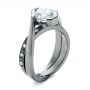  14K Gold Custom Black And White Diamond Engagement Ring - Three-Quarter View -  103342 - Thumbnail