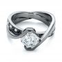  14K Gold Custom Black And White Diamond Engagement Ring - Flat View -  103342 - Thumbnail