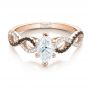 18k Rose Gold 18k Rose Gold Custom Black And White Diamond Engagement Ring - Flat View -  100607 - Thumbnail