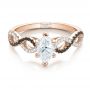 18k Rose Gold 18k Rose Gold Custom Black And White Diamond Engagement Ring - Flat View -  100607 - Thumbnail