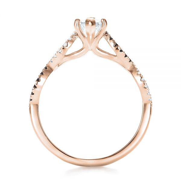 18k Rose Gold 18k Rose Gold Custom Black And White Diamond Engagement Ring - Front View -  100607