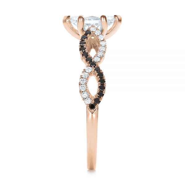 18k Rose Gold 18k Rose Gold Custom Black And White Diamond Engagement Ring - Side View - 100607