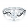 14k White Gold Custom Black And White Diamond Engagement Ring - Flat View -  100607 - Thumbnail