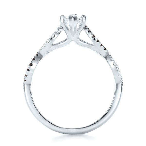 14k White Gold Custom Black And White Diamond Engagement Ring - Front View -  100607