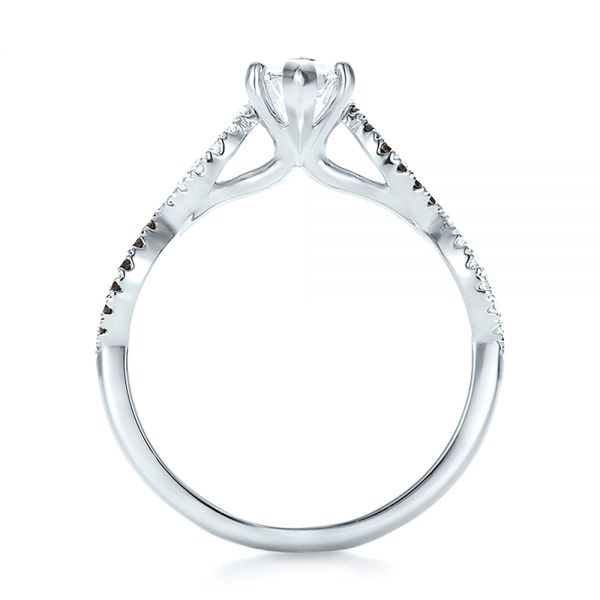14k White Gold Custom Black And White Diamond Engagement Ring - Front View - 100607