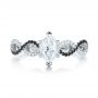 14k White Gold Custom Black And White Diamond Engagement Ring - Top View -  100607 - Thumbnail