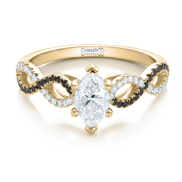 18k Yellow Gold 18k Yellow Gold Custom Black And White Diamond Engagement Ring - Flat View -  100607