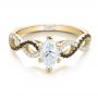 14k Yellow Gold 14k Yellow Gold Custom Black And White Diamond Engagement Ring - Flat View -  100607 - Thumbnail