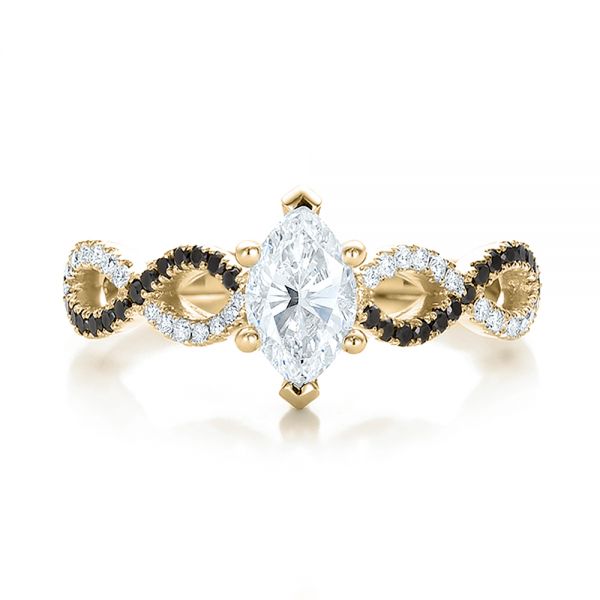 18k Yellow Gold 18k Yellow Gold Custom Black And White Diamond Engagement Ring - Top View -  100607