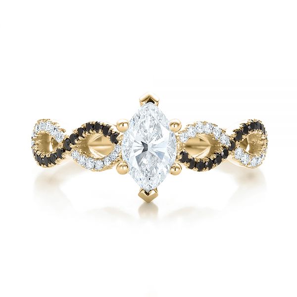 14k Yellow Gold 14k Yellow Gold Custom Black And White Diamond Engagement Ring - Top View - 100607