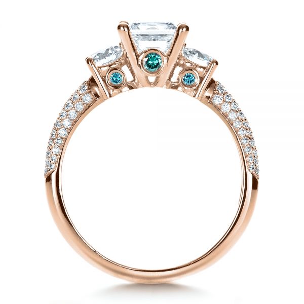 18k Rose Gold 18k Rose Gold Custom Blue Diamond Engagement Ring - Front View -  1420