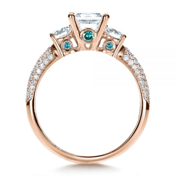 14k Rose Gold 14k Rose Gold Custom Blue Diamond Engagement Ring - Front View - 1420