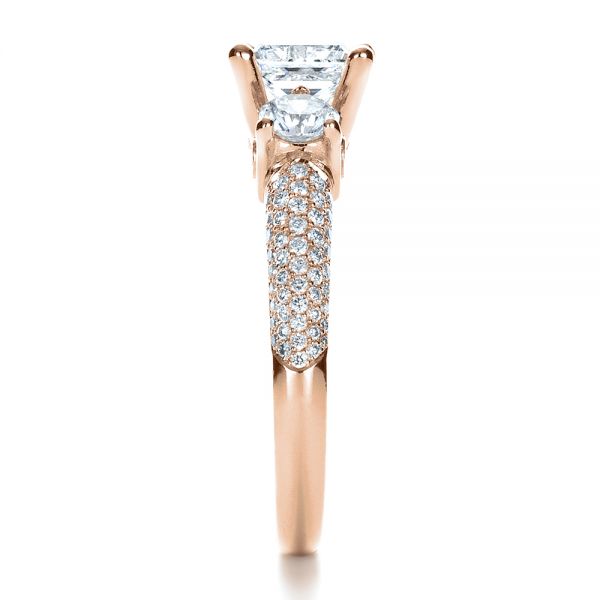18k Rose Gold 18k Rose Gold Custom Blue Diamond Engagement Ring - Side View -  1420