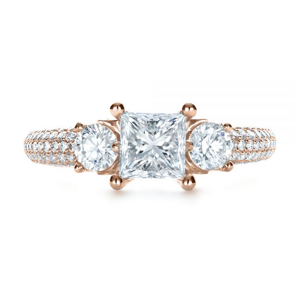 14k Rose Gold 14k Rose Gold Custom Blue Diamond Engagement Ring - Top View -  1420