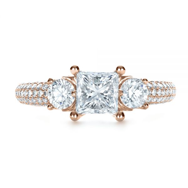 14k Rose Gold 14k Rose Gold Custom Blue Diamond Engagement Ring - Top View - 1420