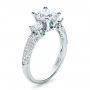 18k White Gold 18k White Gold Custom Blue Diamond Engagement Ring - Three-Quarter View -  1420 - Thumbnail