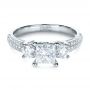  Platinum Custom Blue Diamond Engagement Ring - Flat View -  1420 - Thumbnail
