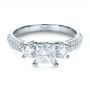 14k White Gold 14k White Gold Custom Blue Diamond Engagement Ring - Flat View -  1420 - Thumbnail