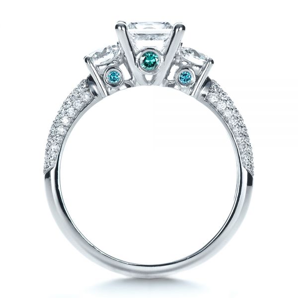 Platinum Custom Blue Diamond Engagement Ring - Front View - 1420