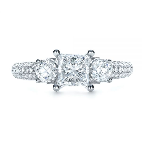  Platinum Custom Blue Diamond Engagement Ring - Top View -  1420