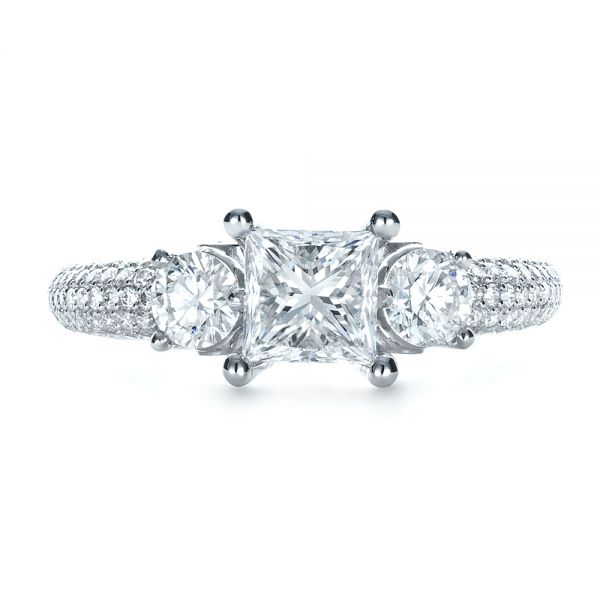 Platinum Custom Blue Diamond Engagement Ring - Top View - 1420