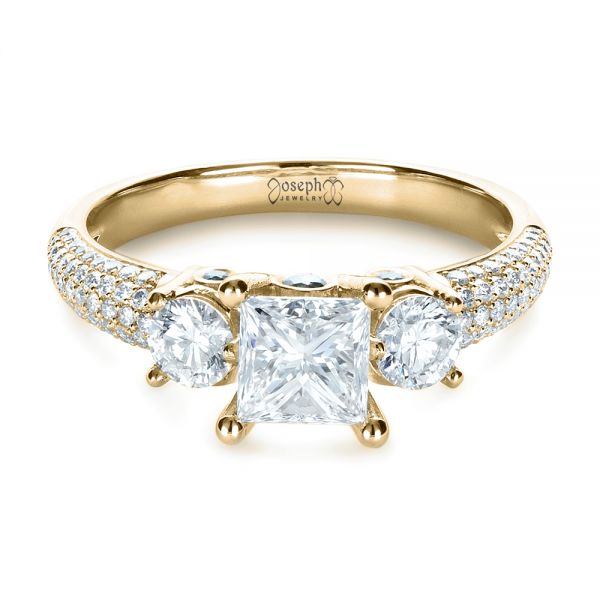 18k Yellow Gold 18k Yellow Gold Custom Blue Diamond Engagement Ring - Flat View - 1420