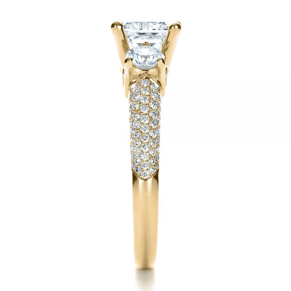 18k Yellow Gold 18k Yellow Gold Custom Blue Diamond Engagement Ring - Side View -  1420
