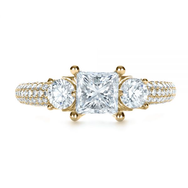 14k Yellow Gold 14k Yellow Gold Custom Blue Diamond Engagement Ring - Top View -  1420