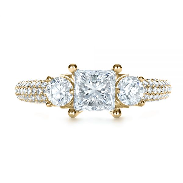 18k Yellow Gold 18k Yellow Gold Custom Blue Diamond Engagement Ring - Top View - 1420