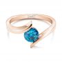 18k Rose Gold 18k Rose Gold Custom Blue Diamond Solitaire Engagement Ring - Flat View -  102014 - Thumbnail