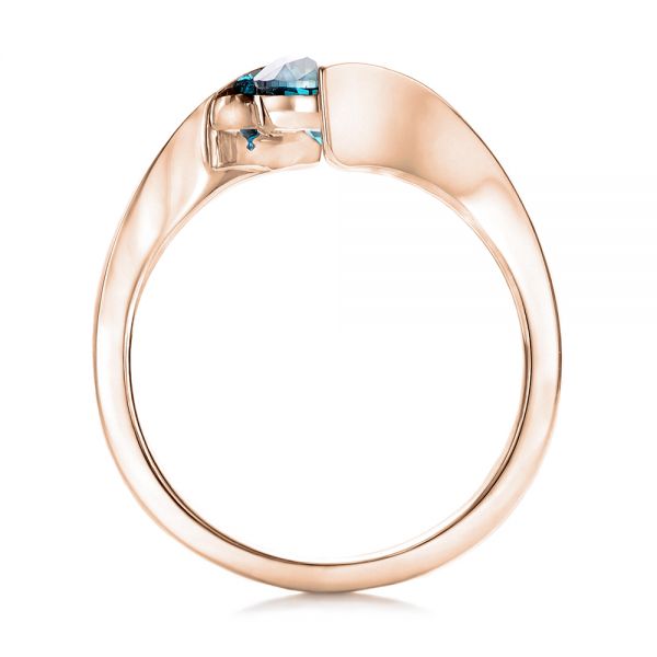 14k Rose Gold 14k Rose Gold Custom Blue Diamond Solitaire Engagement Ring - Front View -  102014