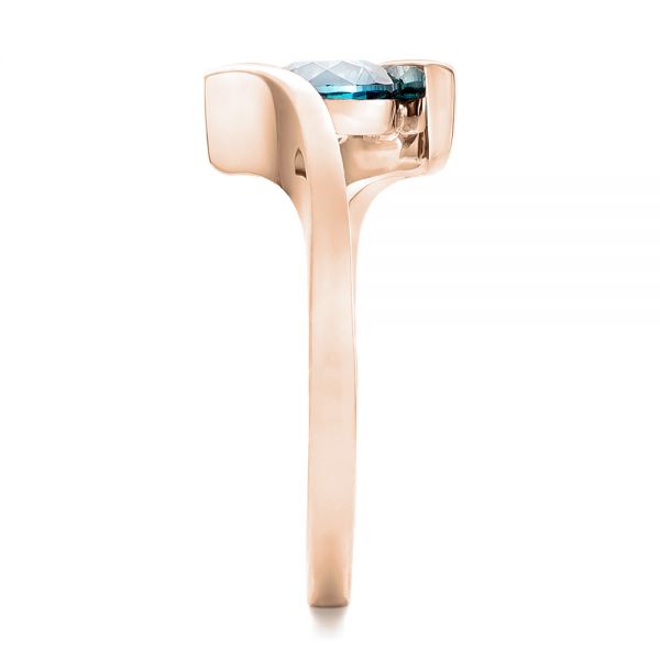 14k Rose Gold 14k Rose Gold Custom Blue Diamond Solitaire Engagement Ring - Side View - 102014