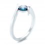 14k White Gold Custom Blue Diamond Solitaire Engagement Ring - Three-Quarter View -  102014 - Thumbnail