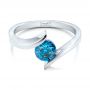 18k White Gold 18k White Gold Custom Blue Diamond Solitaire Engagement Ring - Flat View -  102014 - Thumbnail