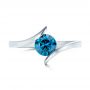 14k White Gold Custom Blue Diamond Solitaire Engagement Ring - Top View -  102014 - Thumbnail