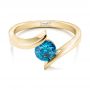 14k Yellow Gold 14k Yellow Gold Custom Blue Diamond Solitaire Engagement Ring - Flat View -  102014 - Thumbnail