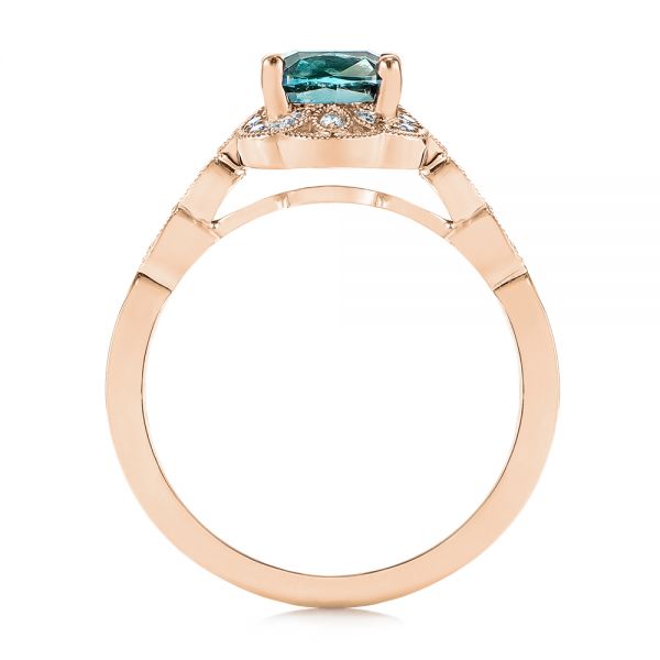 14k Rose Gold 14k Rose Gold Custom Blue-green Montana Sapphire And Diamond Engagement Ring - Front View -  104785