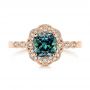 18k Rose Gold 18k Rose Gold Custom Blue-green Montana Sapphire And Diamond Engagement Ring - Top View -  104785 - Thumbnail