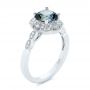 18k White Gold 18k White Gold Custom Blue-green Montana Sapphire And Diamond Engagement Ring - Three-Quarter View -  104785 - Thumbnail