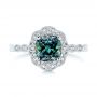 18k White Gold 18k White Gold Custom Blue-green Montana Sapphire And Diamond Engagement Ring - Top View -  104785 - Thumbnail