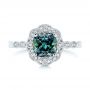 14k White Gold 14k White Gold Custom Blue-green Montana Sapphire And Diamond Engagement Ring - Top View -  104785 - Thumbnail