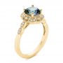 18k Yellow Gold 18k Yellow Gold Custom Blue-green Montana Sapphire And Diamond Engagement Ring - Three-Quarter View -  104785 - Thumbnail