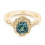 14k Yellow Gold 14k Yellow Gold Custom Blue-green Montana Sapphire And Diamond Engagement Ring - Flat View -  104785 - Thumbnail